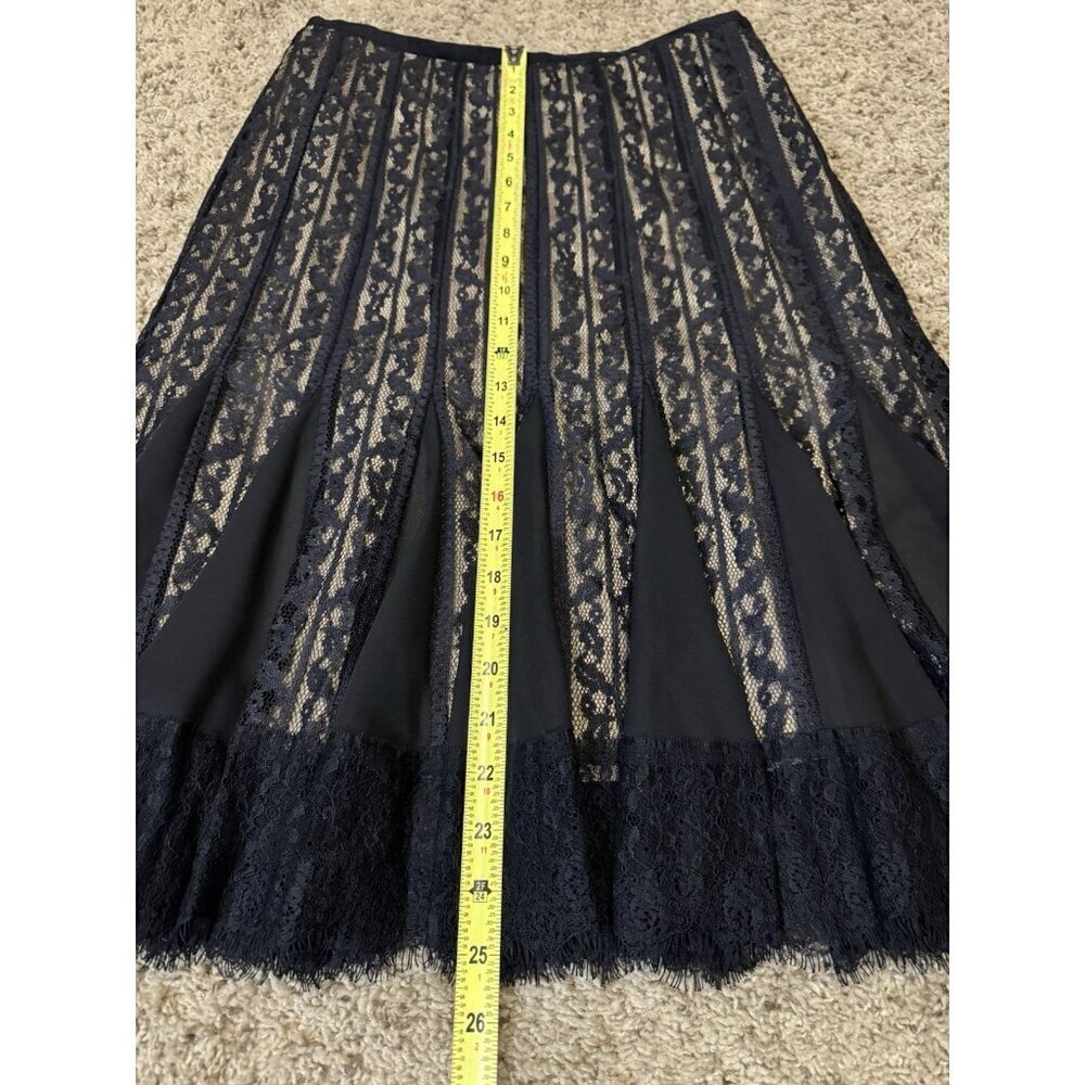 ANN TAYLOR LOFT Black Lacey Skirt Mermaid Gadet Gothic Grunge Chic Classic Sz 4 - Picture 4 of 8